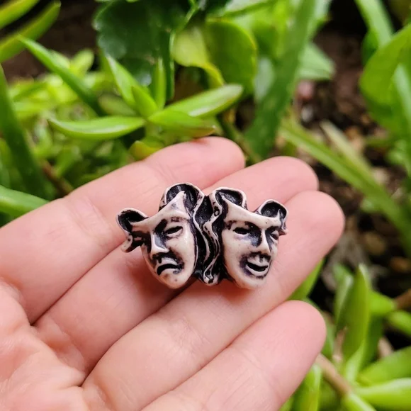 Vintage Celluloid Comedy Tragedy Brooch Pin - Picture 3 of 13
